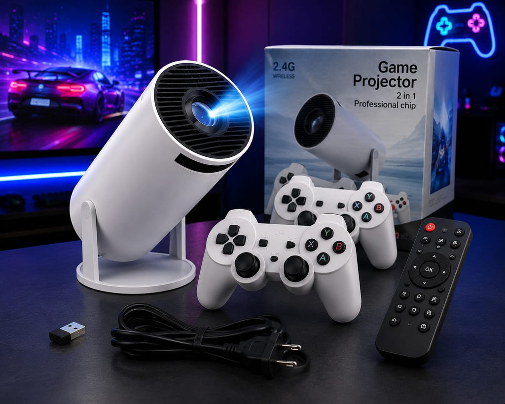 Proyector Gamer 2 en 1 Portátil con Controles